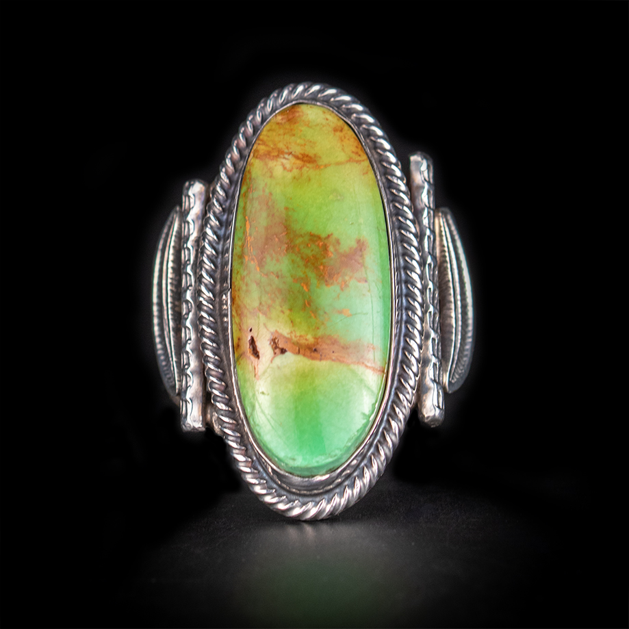 NAVAJO ナバホ sterling スタンプワーク ライトグリーン　黄緑 4419.jpg