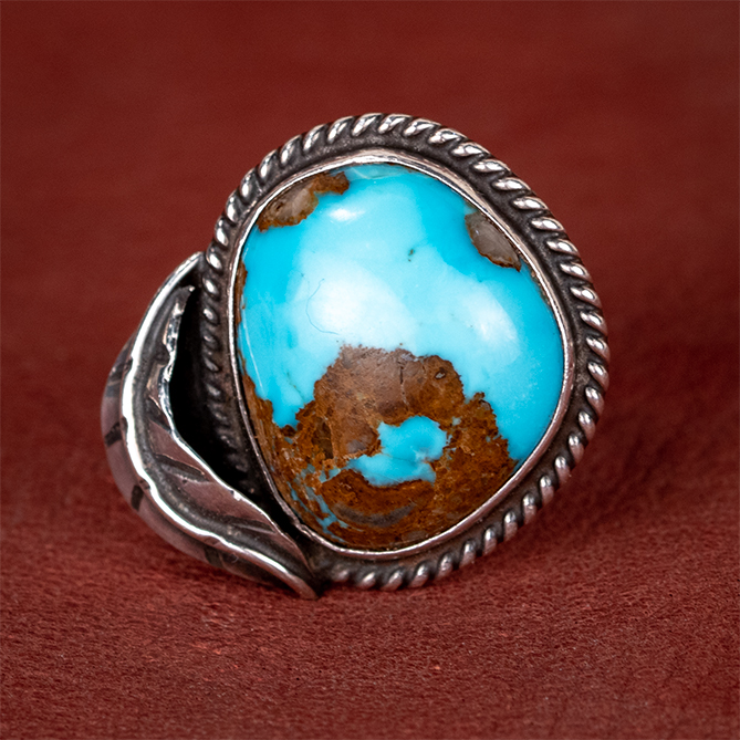 Navajo Vintage Sterling Silver and Turquoise Ring by Lee G Navajo Vintage Sterling Silver and Turquoise Ring by Lee G