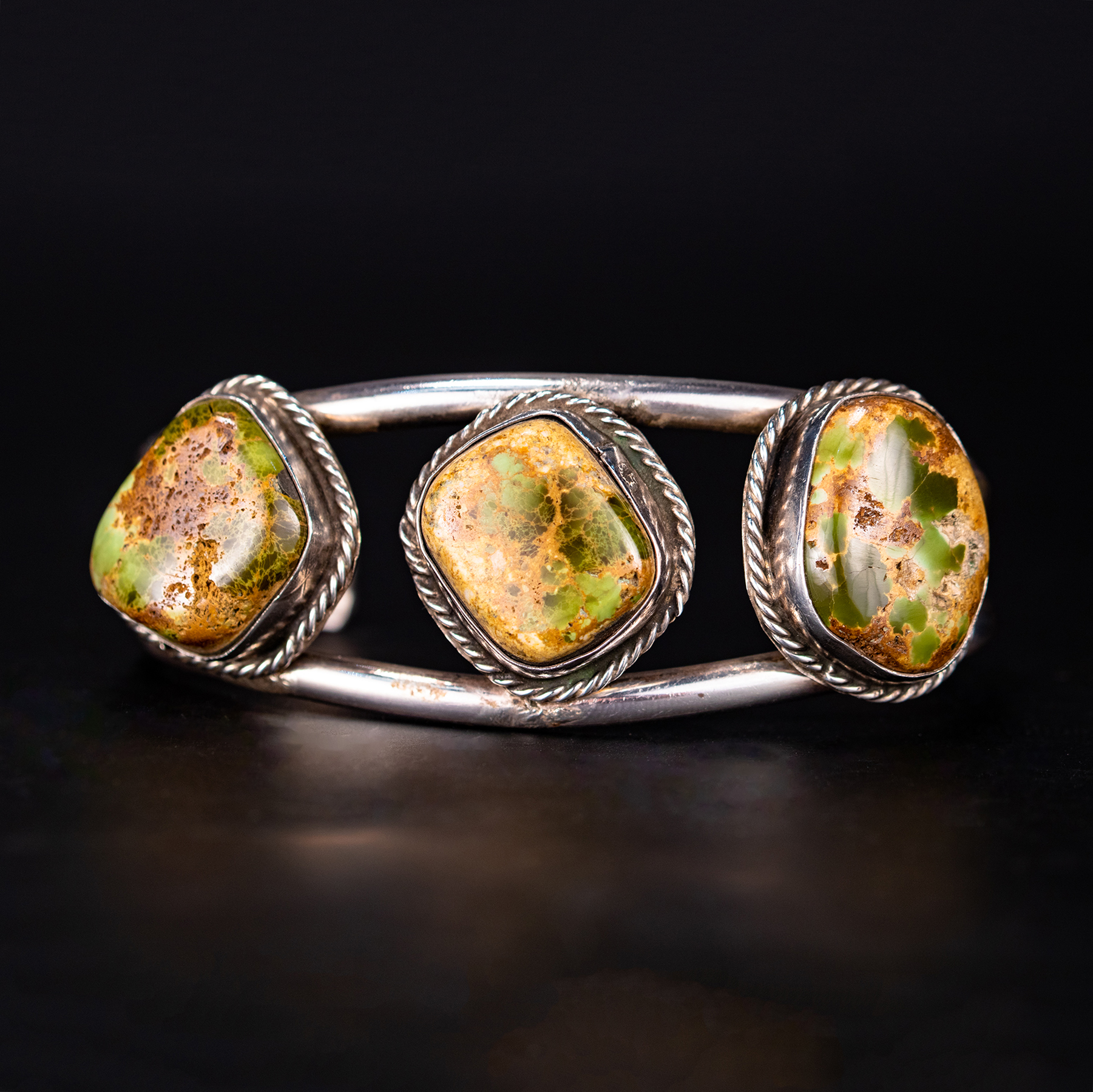 Navajo Vintage Green Turquoise and Sterling Silver Bracelet
